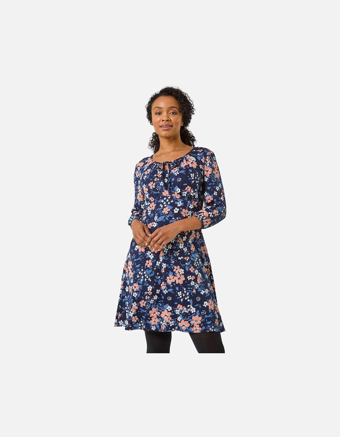 Petite Floral Tie Front Stretch Dress, 2 of 1