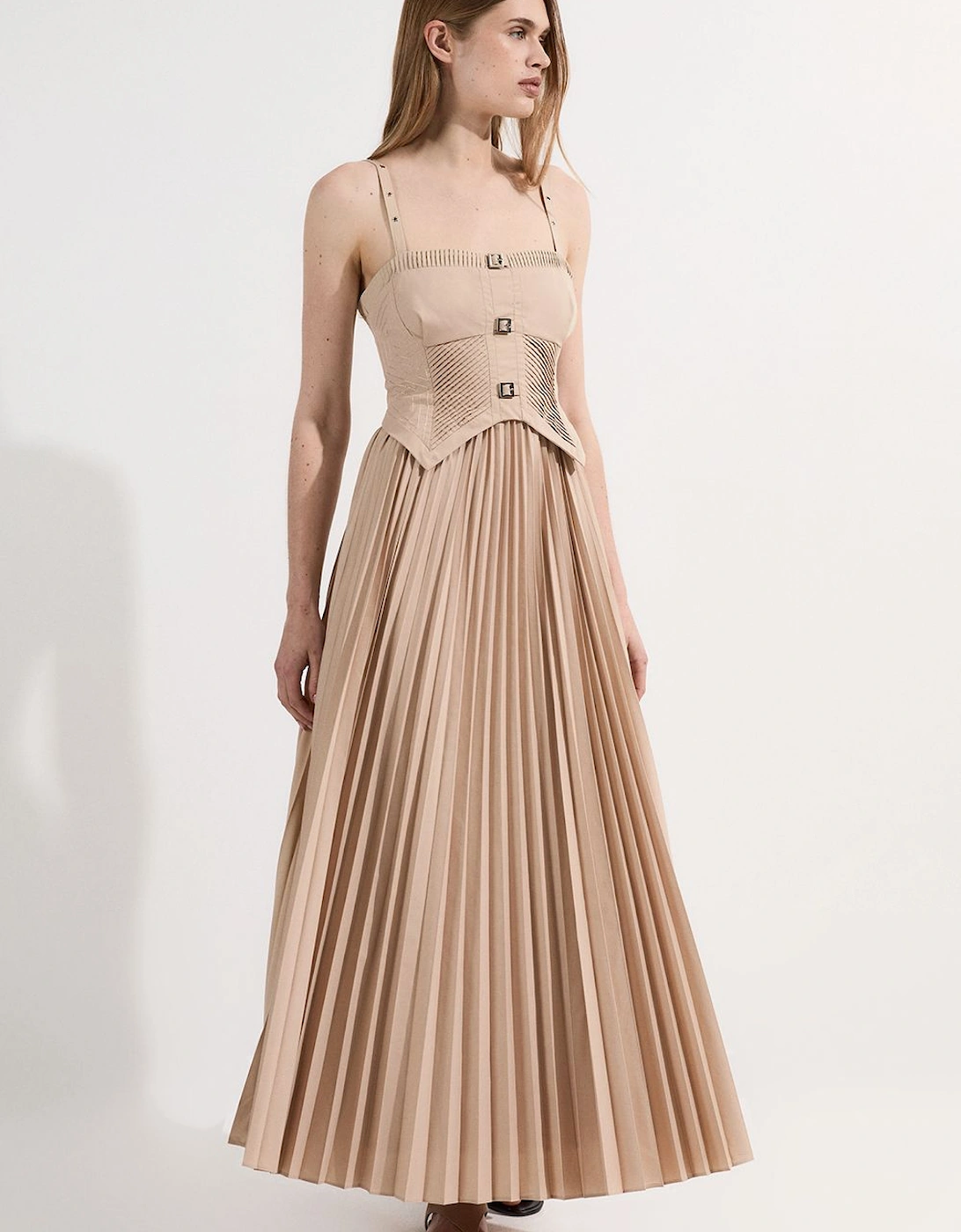 Archive Collection - Cotton Poplin Corset Woven Maxi Dress, 2 of 1