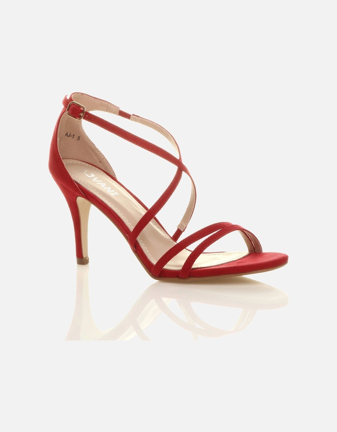 High  Heel Crossed Straps Buckle Faux Suede Heeled Sandals, 2 of 1