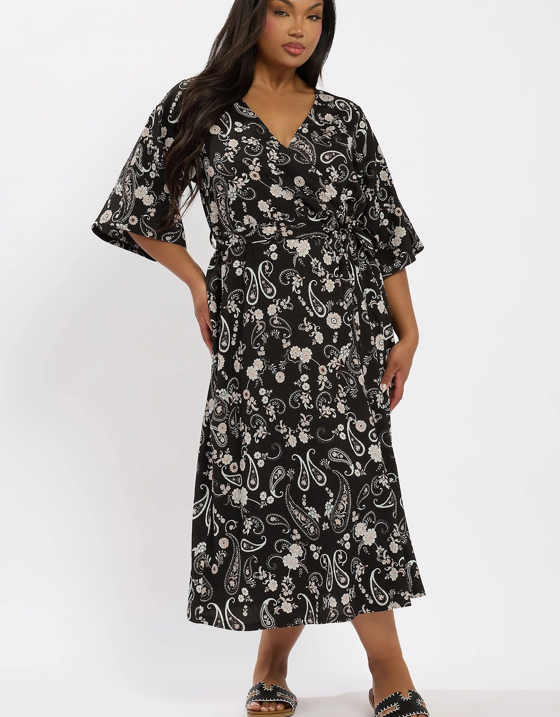 Paisley Kimono Sleeve Midaxi Wrap Dress, 2 of 1