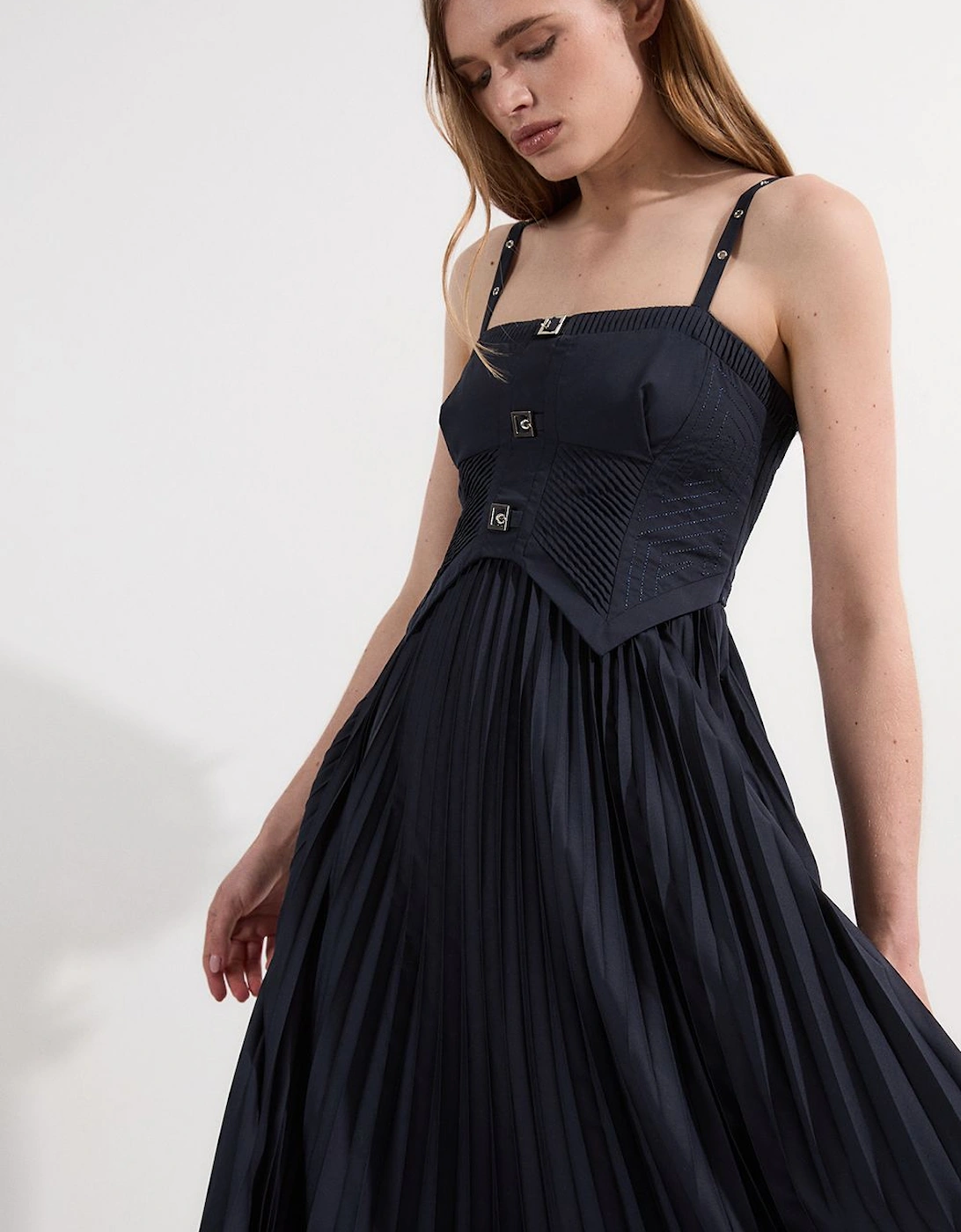 Archive Collection - Cotton Poplin Corset Woven Maxi Dress, 2 of 1
