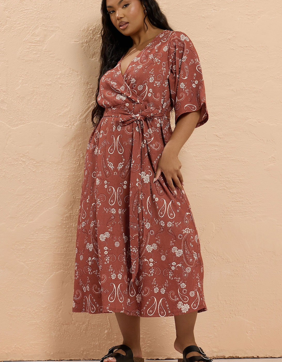 Paisley Kimono Sleeve Midaxi Wrap Dress, 2 of 1