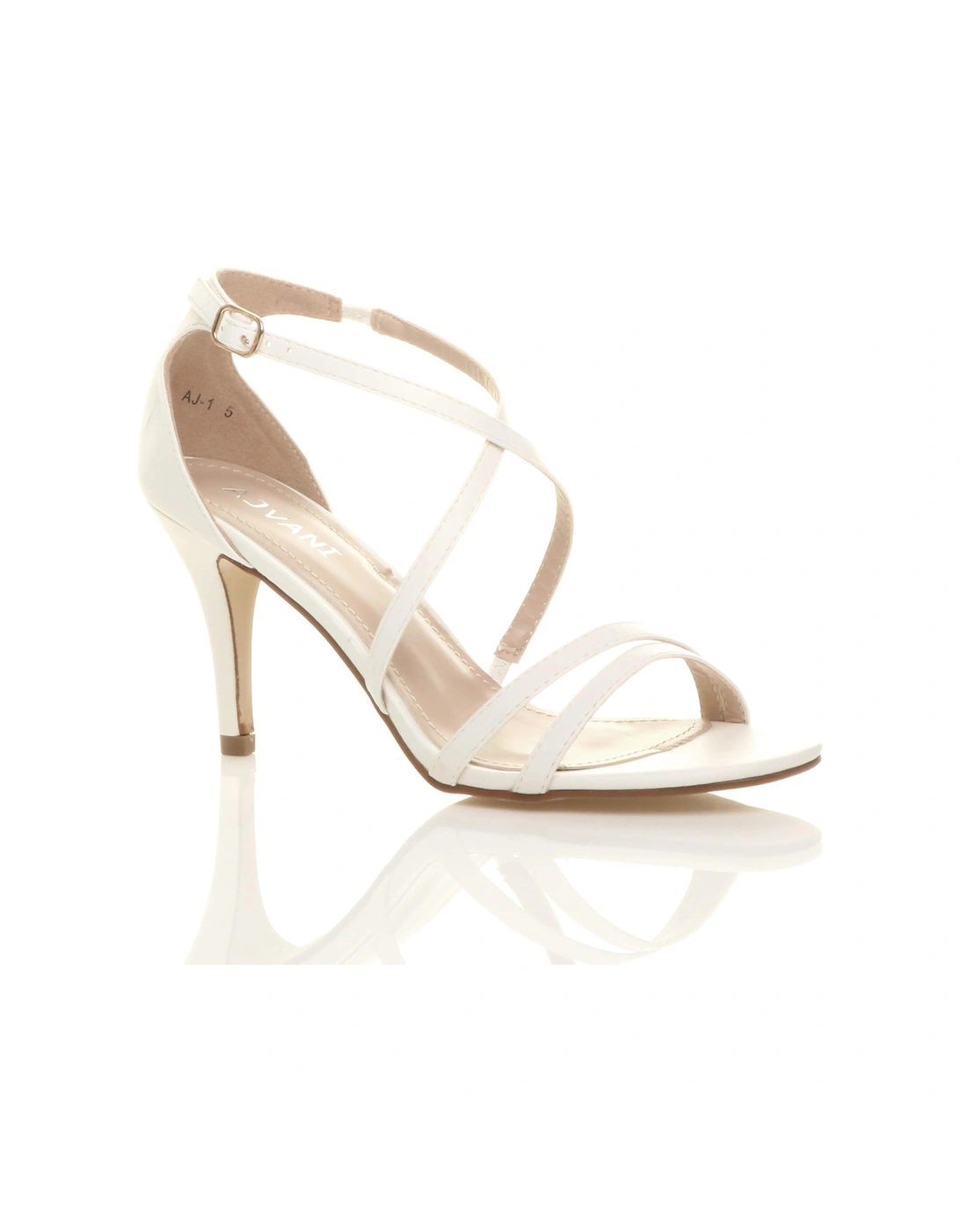 High  Heel Crossed Straps Buckle Faux Leather Heeled Sandals, 2 of 1