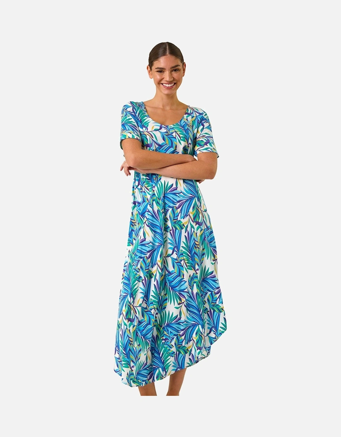 Leaf Curved Hem Midi T-Shirt Dress, 2 of 1