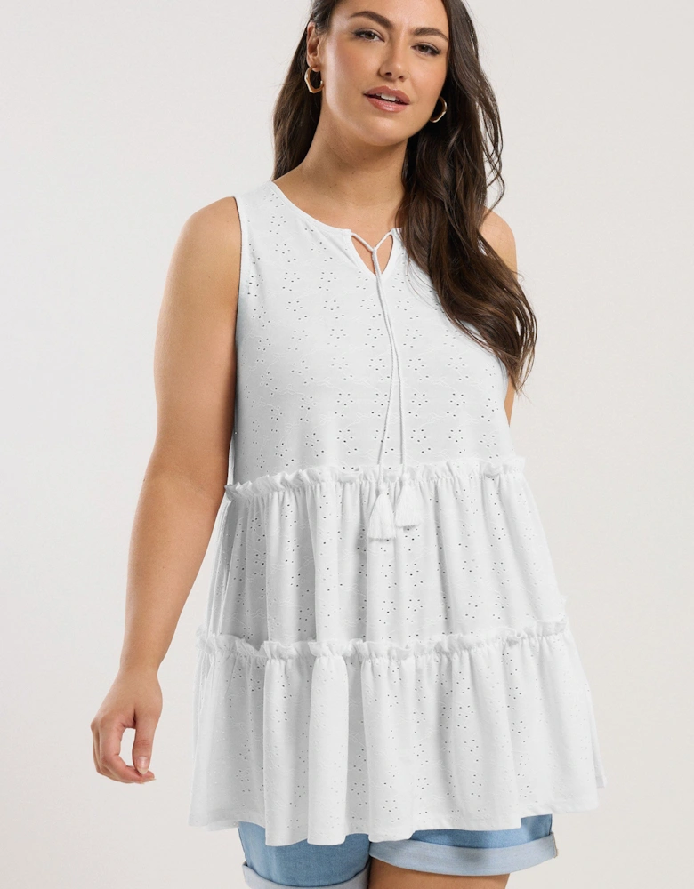 Broderie Anglaise Tiered Vest Top