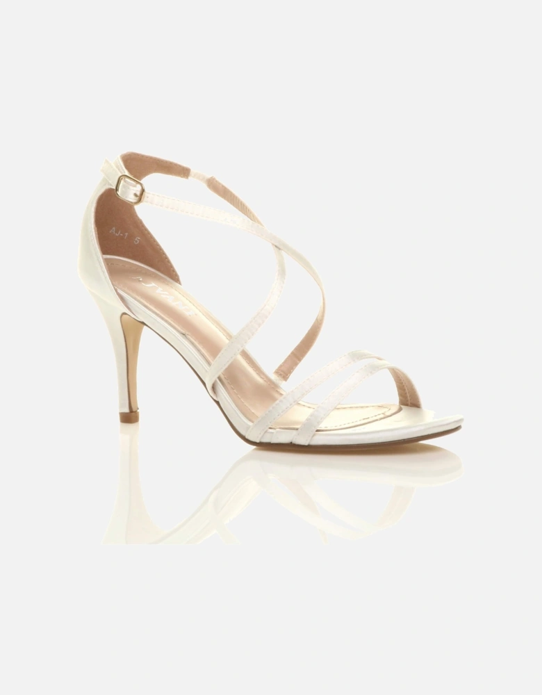 High  Heel Crossed Straps Buckle Satin Heeled Sandals