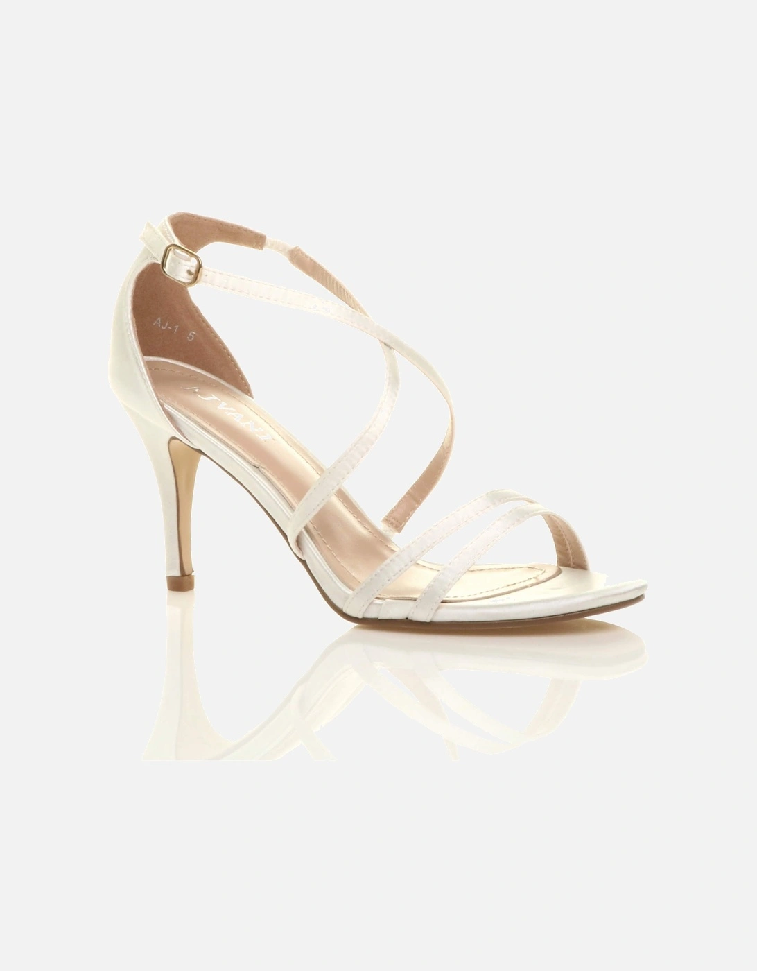 High  Heel Crossed Straps Buckle Satin Heeled Sandals, 2 of 1