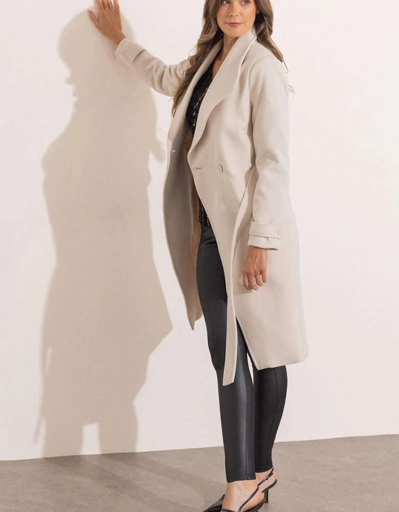 Belted Longline Faux Wool Coat