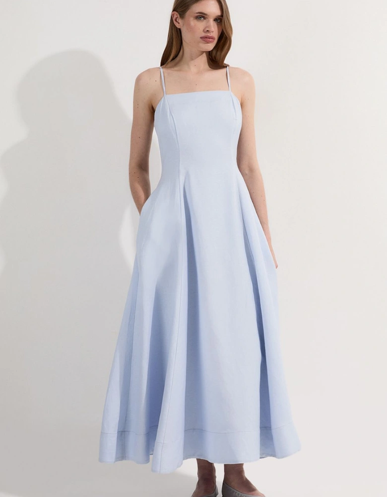 Viscose Linen Woven Maxi Prom Dress