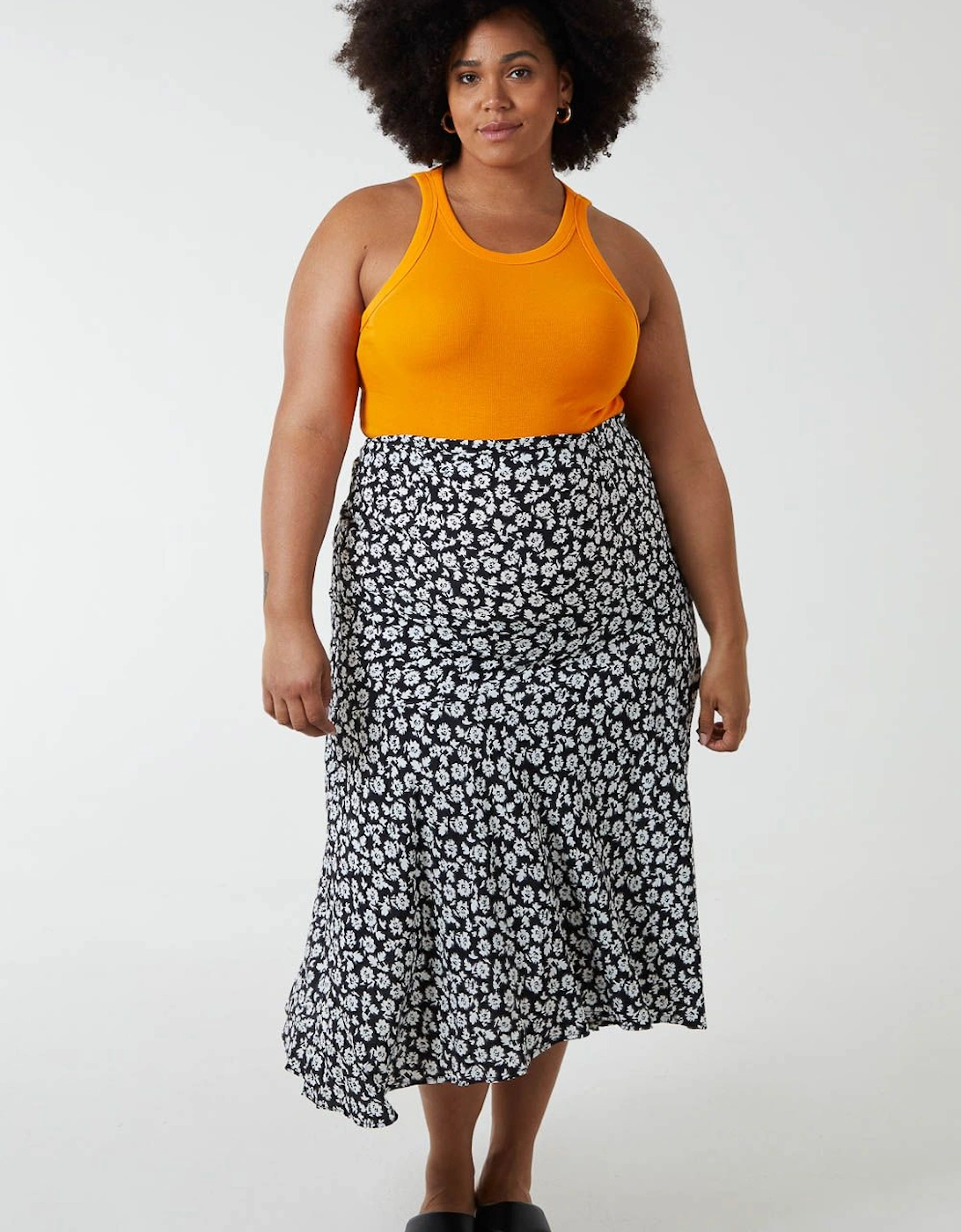 Plus Size Asymmetric Seam Midi Skirt, 2 of 1