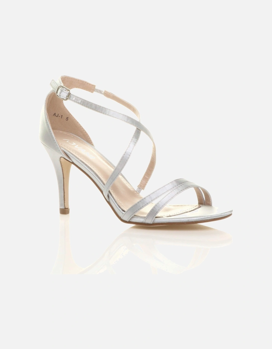 High  Heel Crossed Straps Buckle Satin Heeled Sandals, 2 of 1