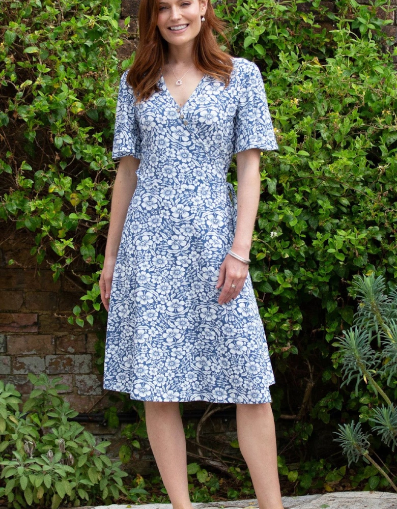 Highcliffe Organic Cotton Jersey Wrap Dress Full Bloom