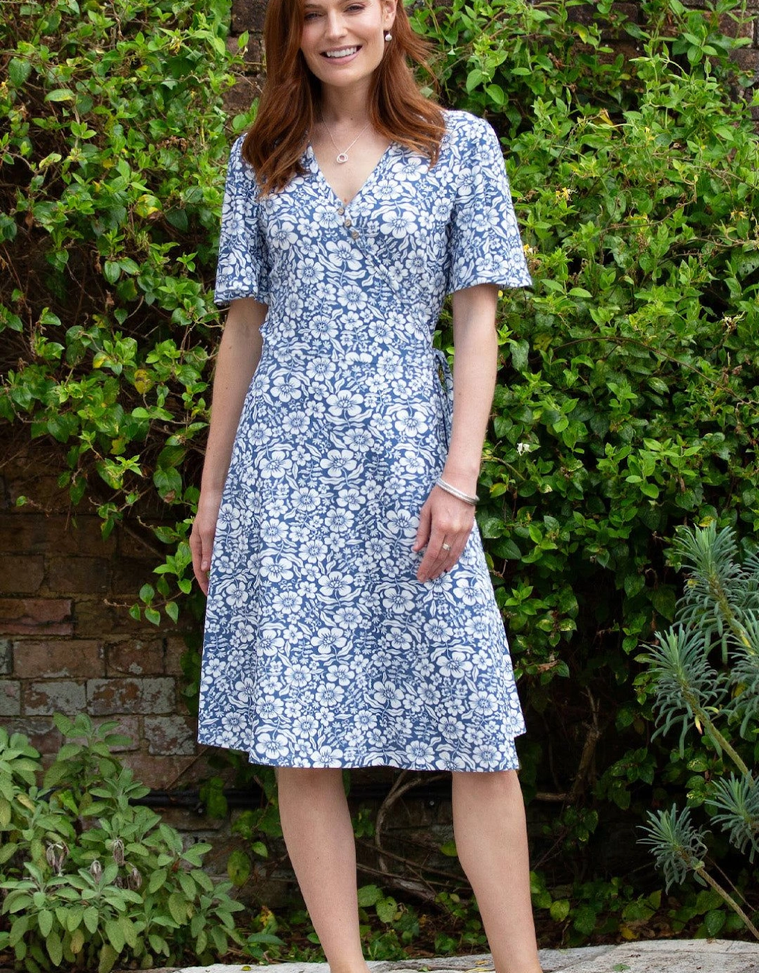 Highcliffe Organic Cotton Jersey Wrap Dress Full Bloom, 2 of 1