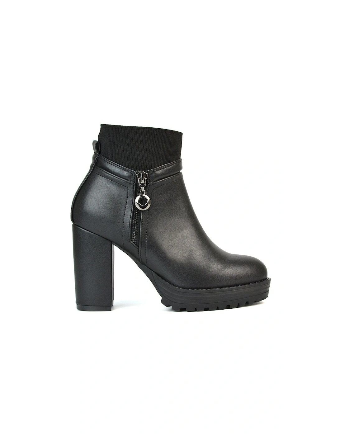 'Caitlin' Platform Block High Heel Zip Up Sock Ankle Boots, 2 of 1