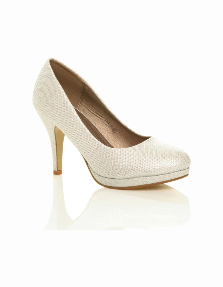 High  Heel  Glitter Mesh Court Shoes