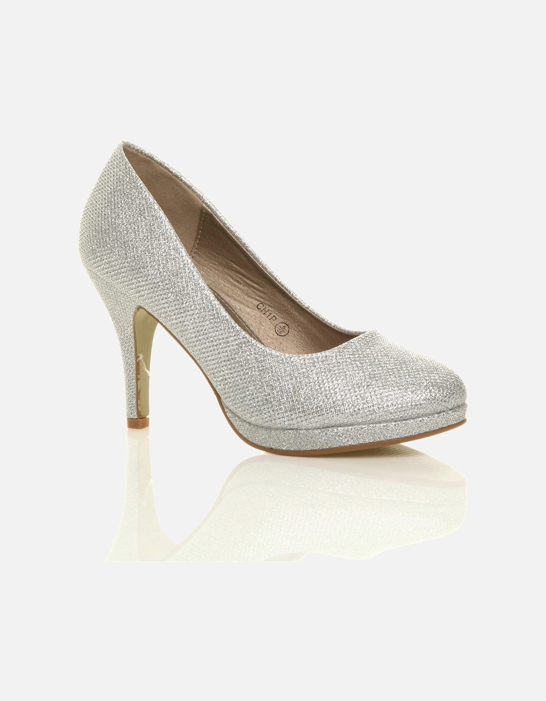 High  Heel  Glitter Mesh Court Shoes, 2 of 1