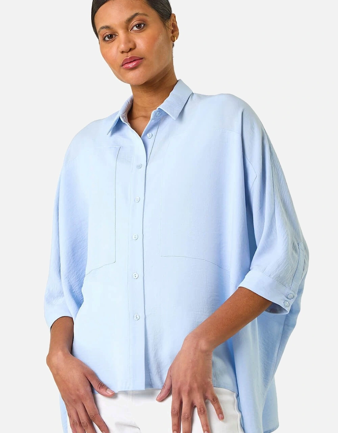 Boxy Relaxed Button Blouse, 2 of 1