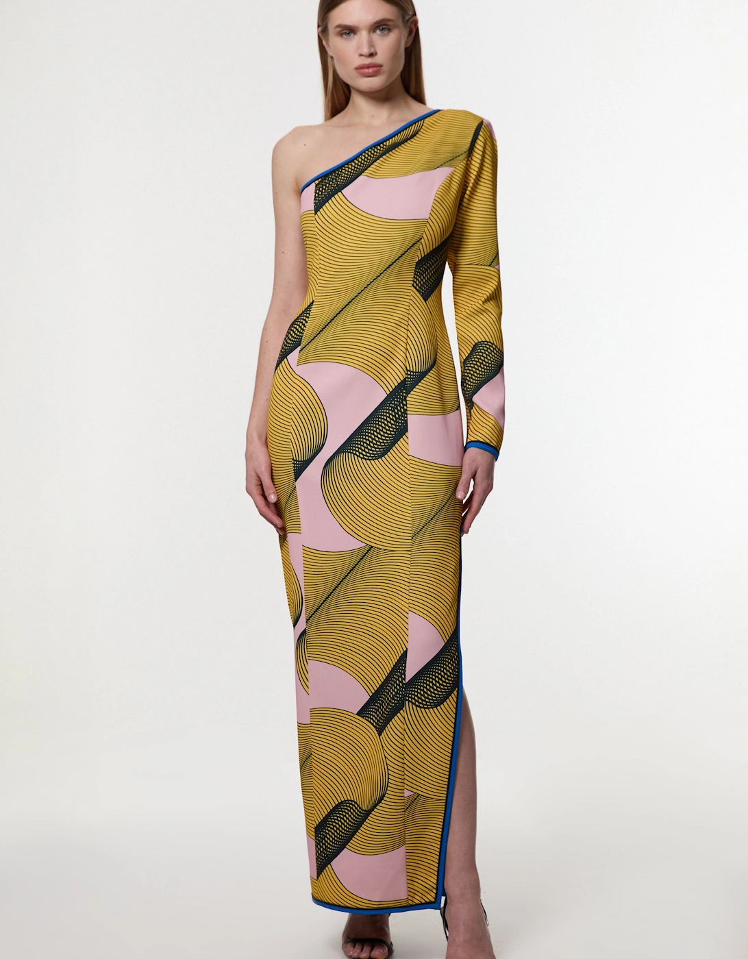 Amelia Graham Printed Cady One Shoulder Maxi Dress, 2 of 1