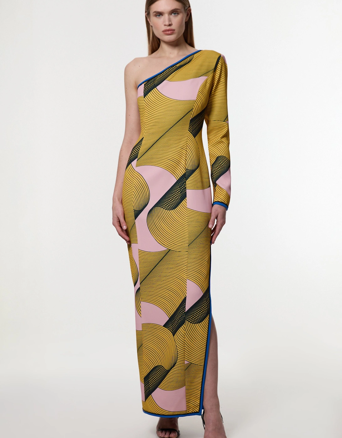Amelia Graham Petite Printed Cady One Shoulder Maxi Dress, 2 of 1