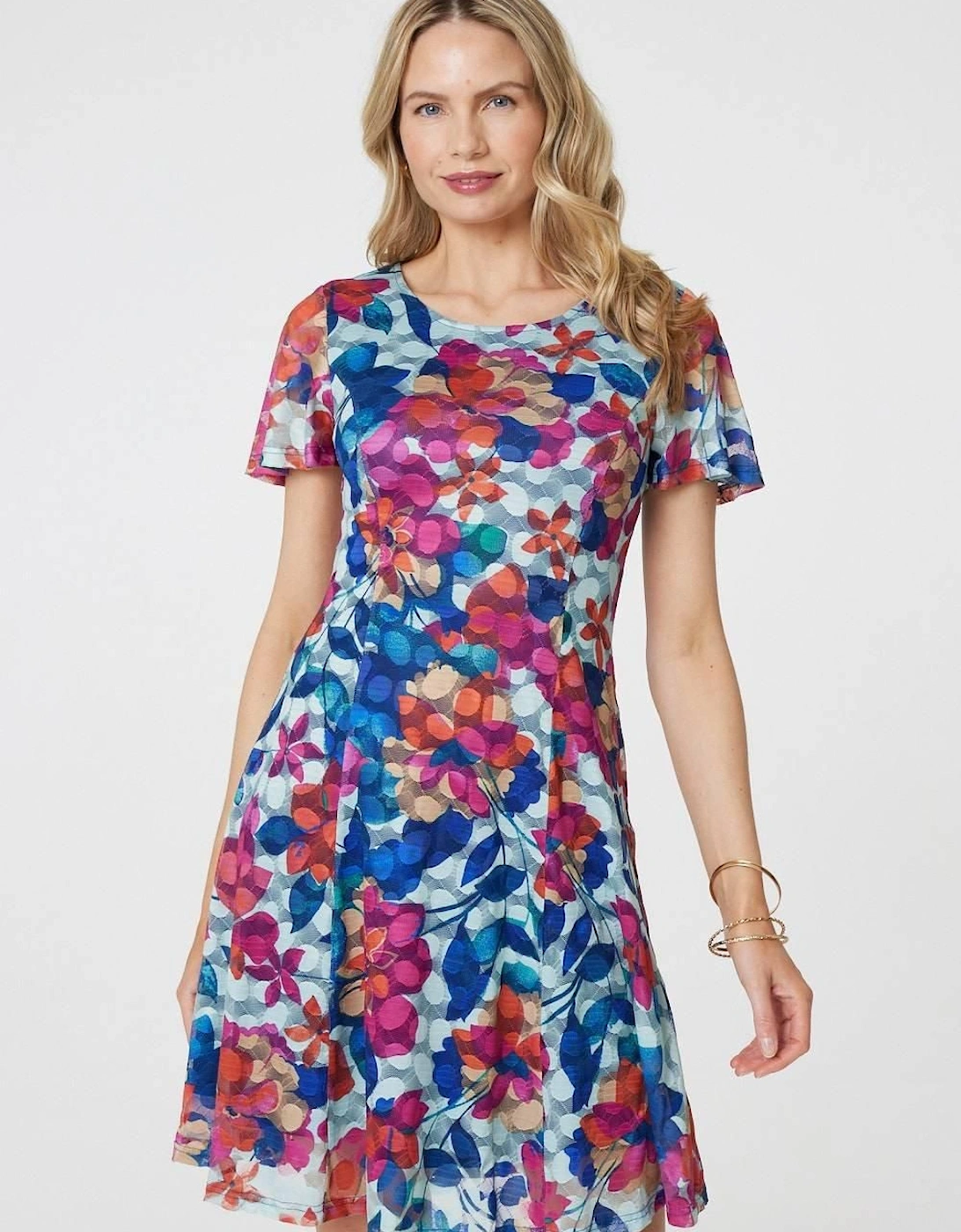 Floral Layered Angel Sleeve Short Dress, 2 of 1