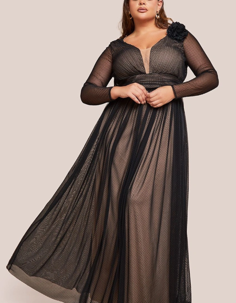 Corsage Dobby Mesh A Line Maxi Dress