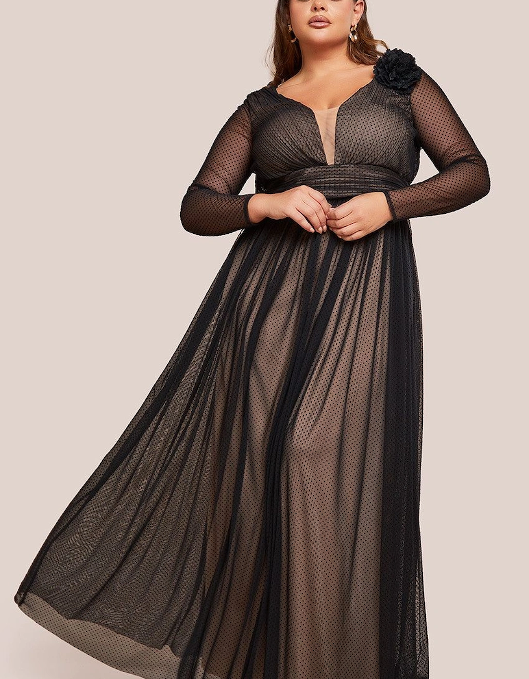 Corsage Dobby Mesh A Line Maxi Dress, 2 of 1