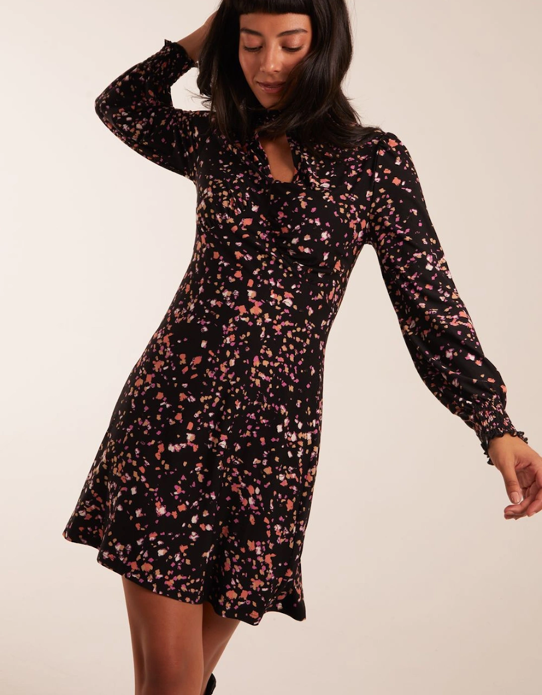 High Neck Keyhole Mini Dress, 2 of 1