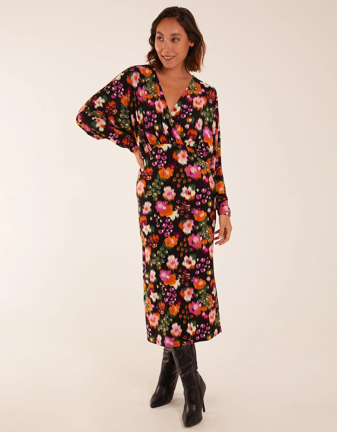 Wrap Batwing Midi Dress With Side Split, 2 of 1