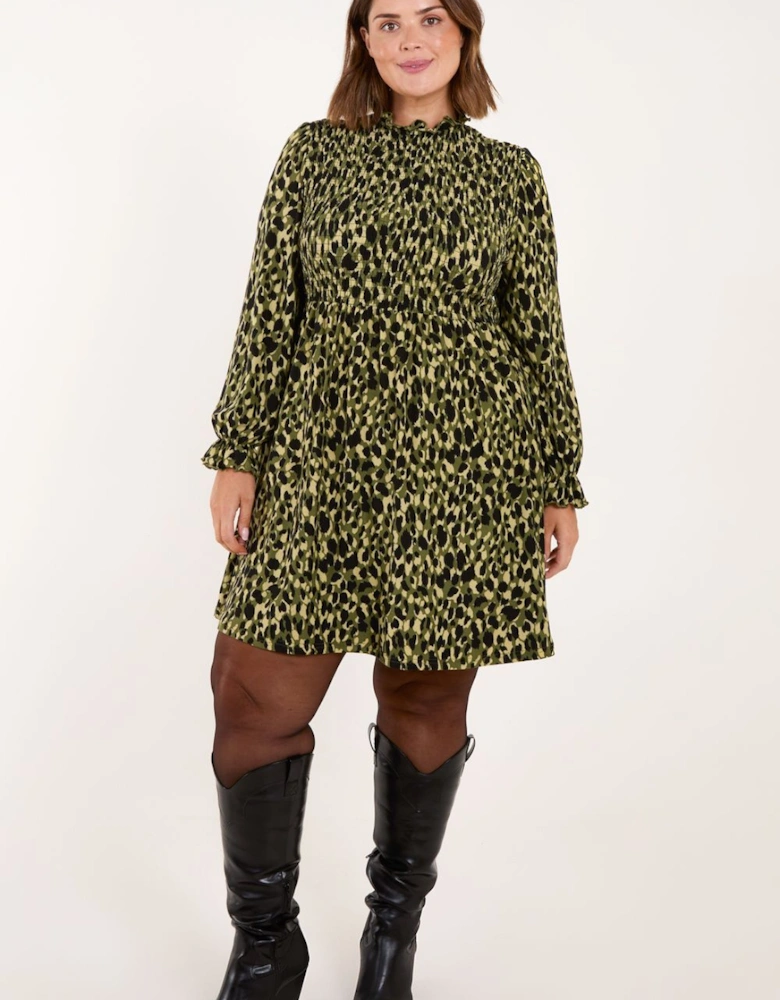 Curve Shirred Trapeze Mini Dress