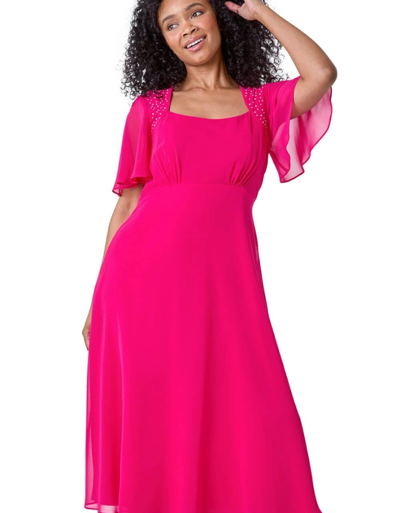 Petite Hotfix Detail Midi Dress