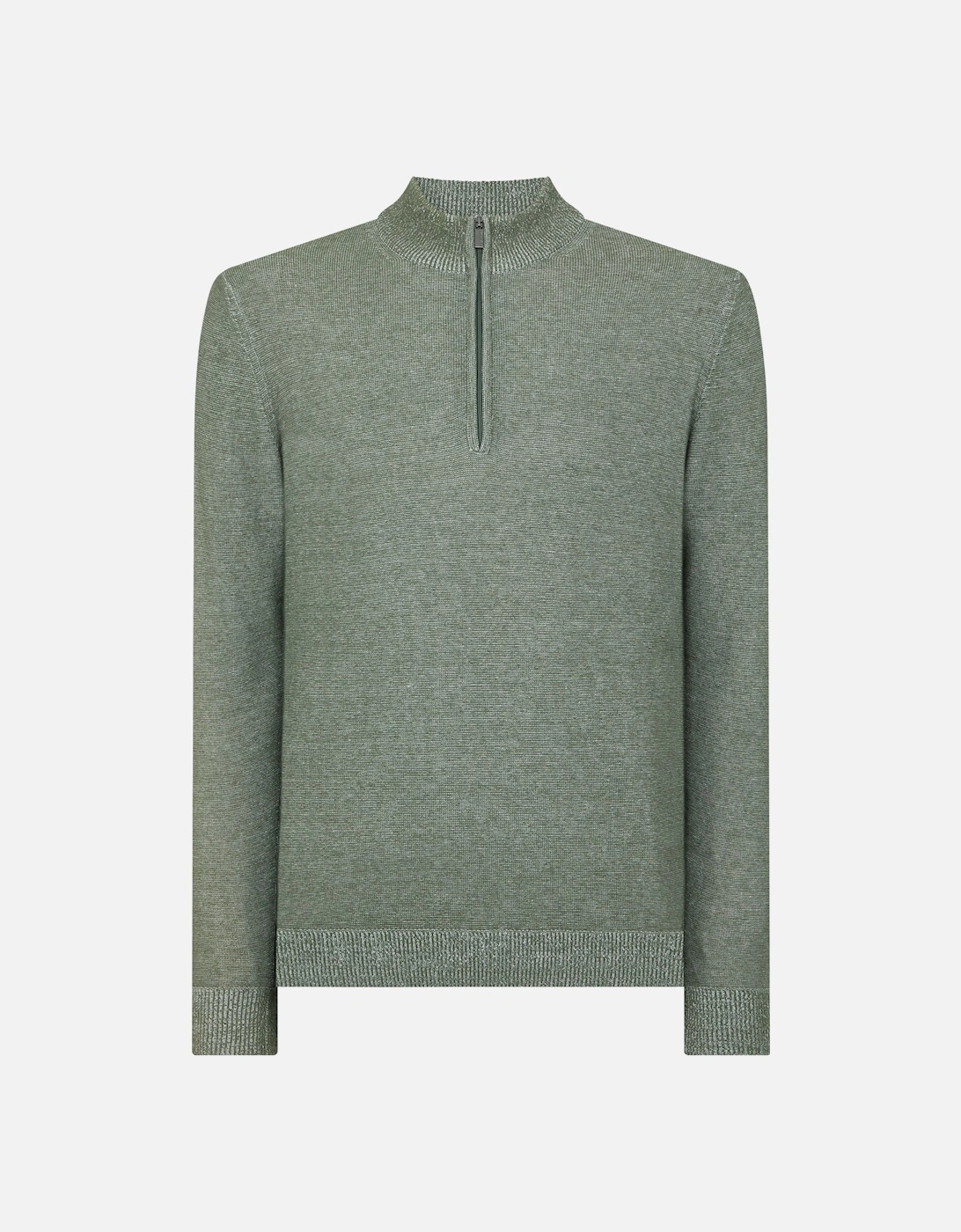 Two Tone Half Zip Knit Sweater - Green, 6 of 5