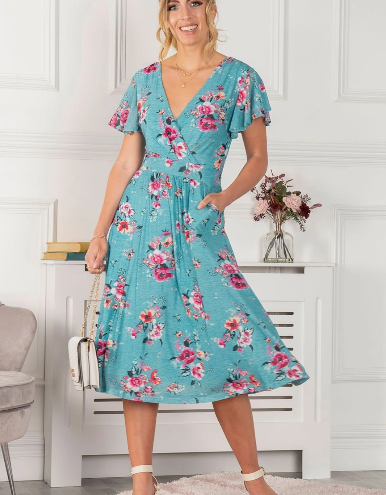 Kiley Wrap Front Mesh Dress
