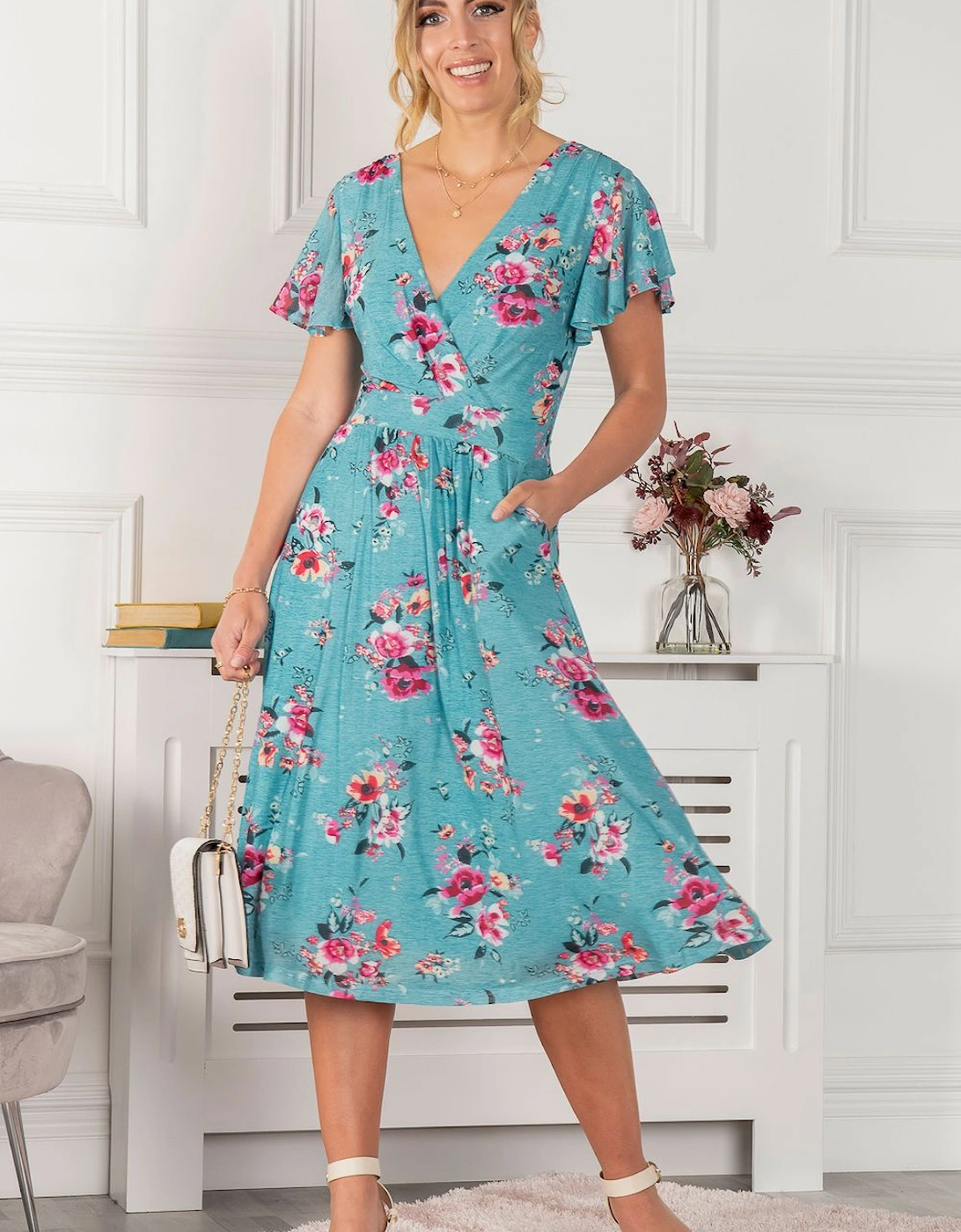 Kiley Wrap Front Mesh Dress, 2 of 1