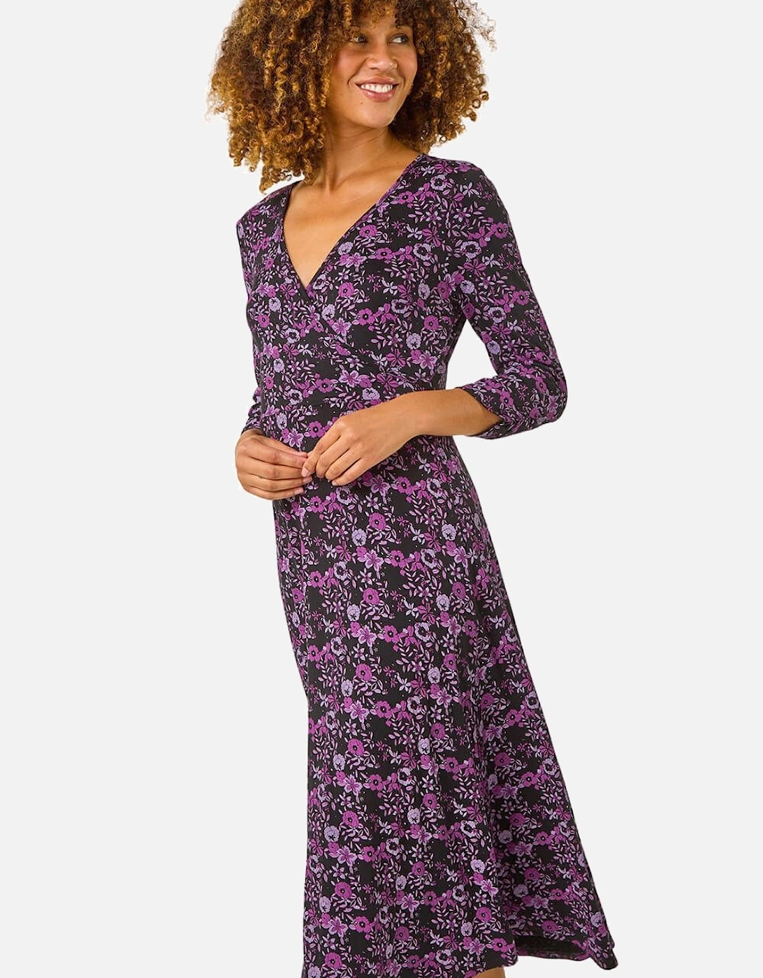 Floral Wrap Front Midi Dress, 2 of 1
