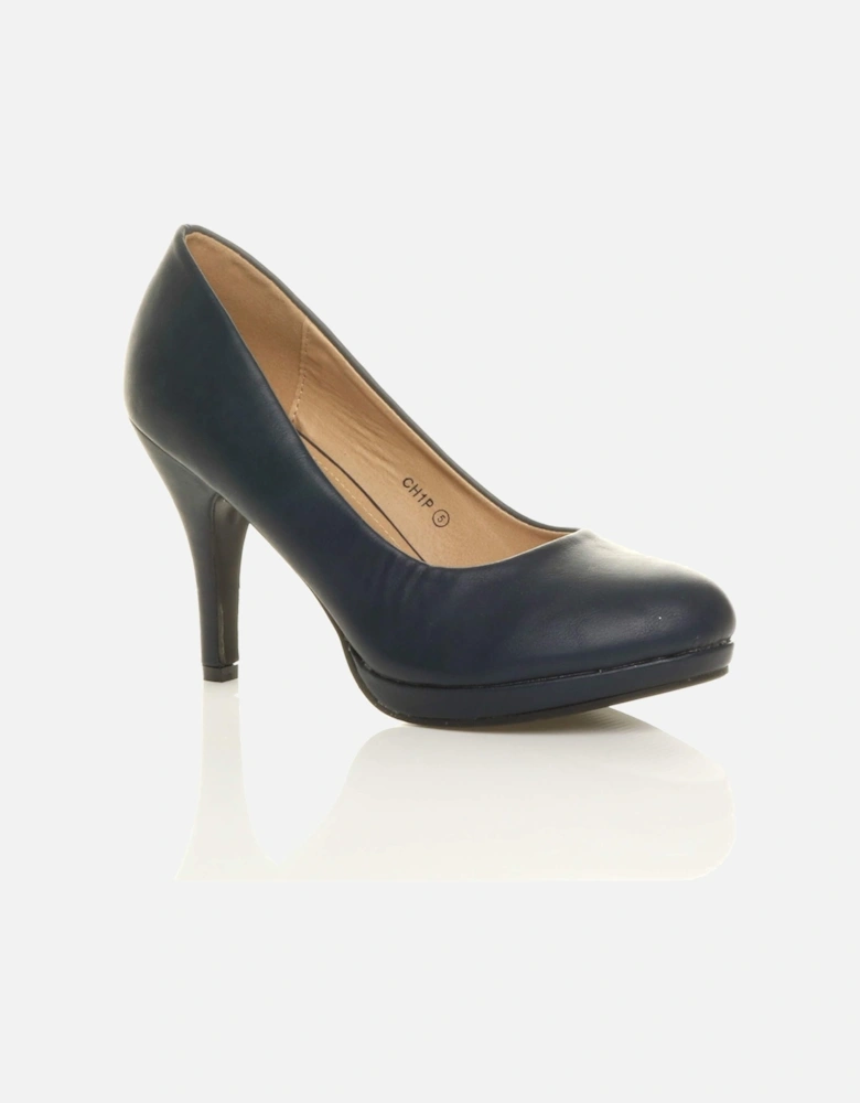High  Heel  Faux Leather Court Shoes