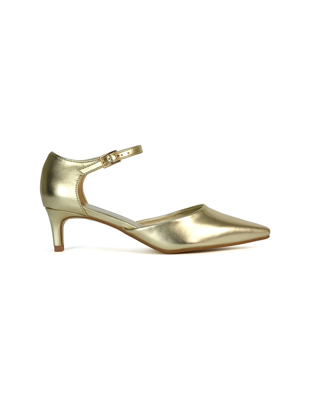 'Kacey' Kitten Low Heel Ankle Strap Pointed Toe Shoes, 2 of 1