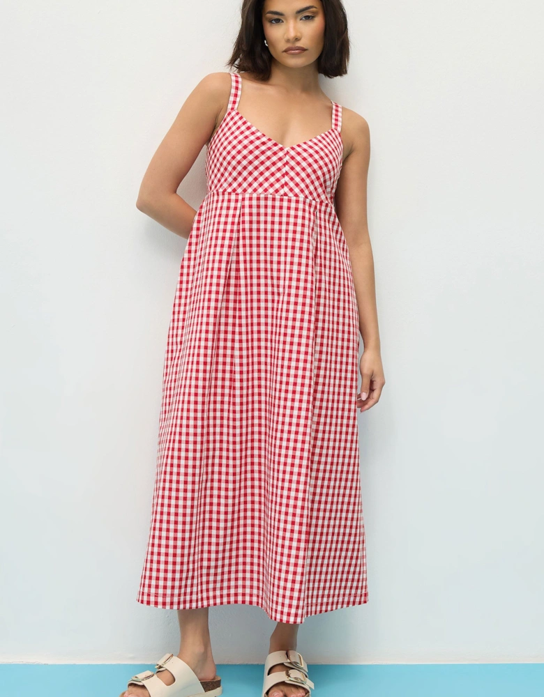 Petite Gingham Midi Dress