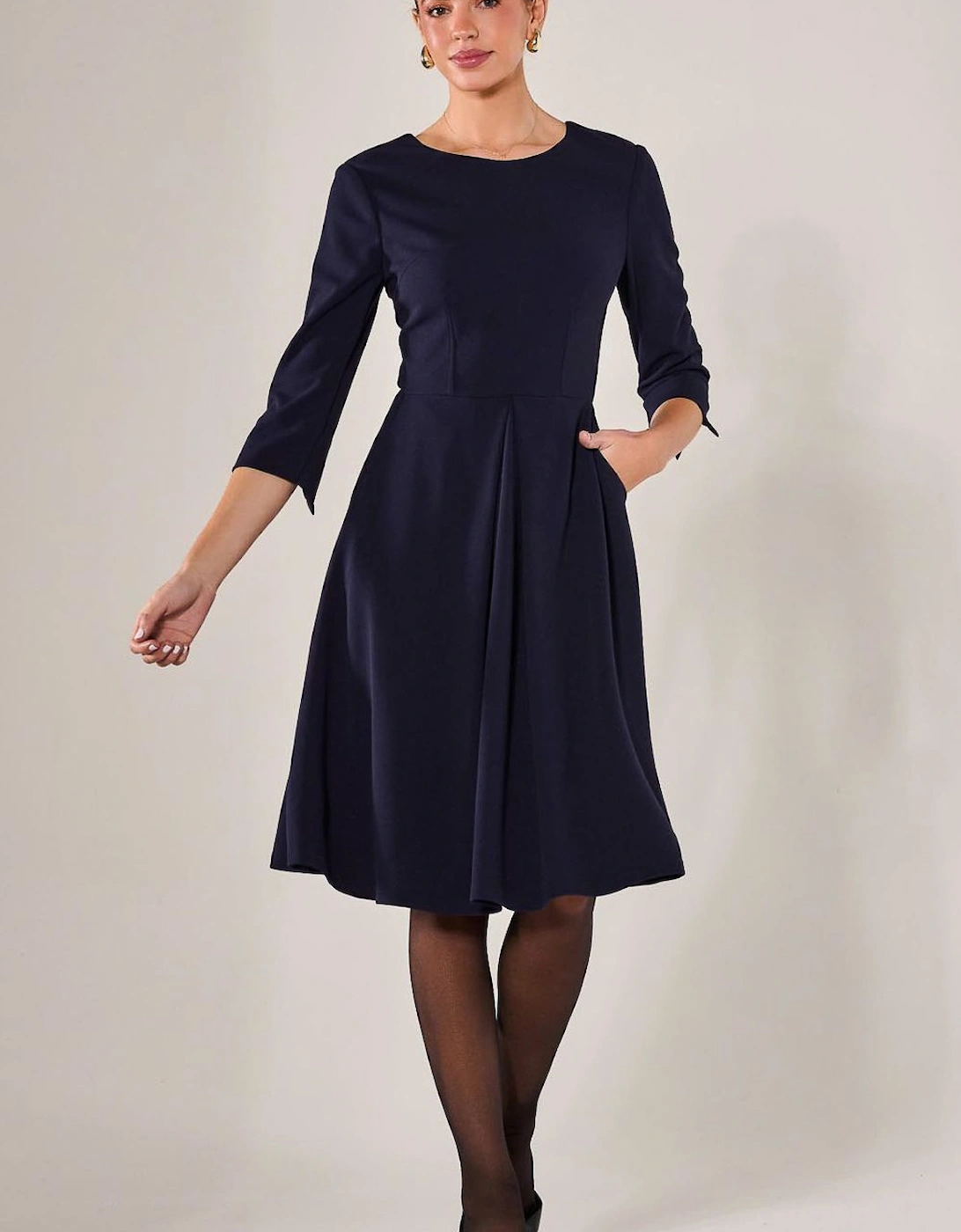 Round Neck 3/4 Sleeve Midi Dress, 2 of 1