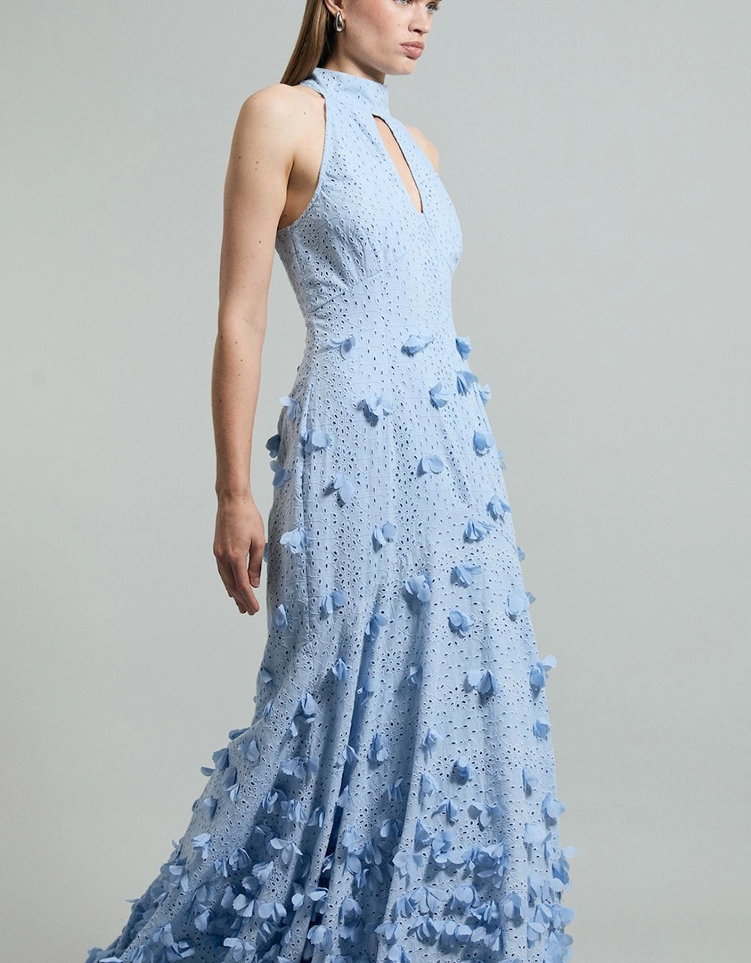 Petal Applique Embellished Broderie Rosette Maxi Dress, 2 of 1