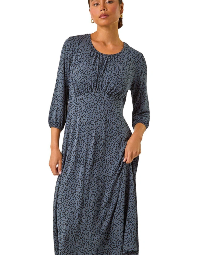 Petite Spot Print Ruched Midi Dress