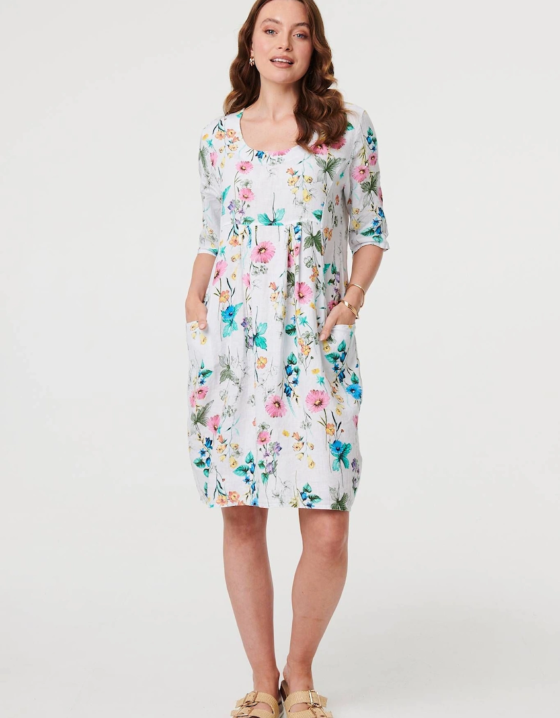 Floral 3/4 Sleeve Short Shift Dress, 2 of 1