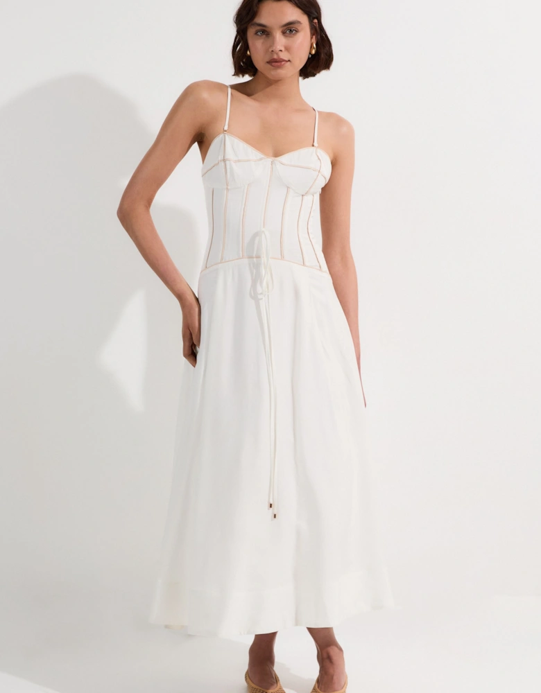 Petite Viscose Linen Corset Prom Dress