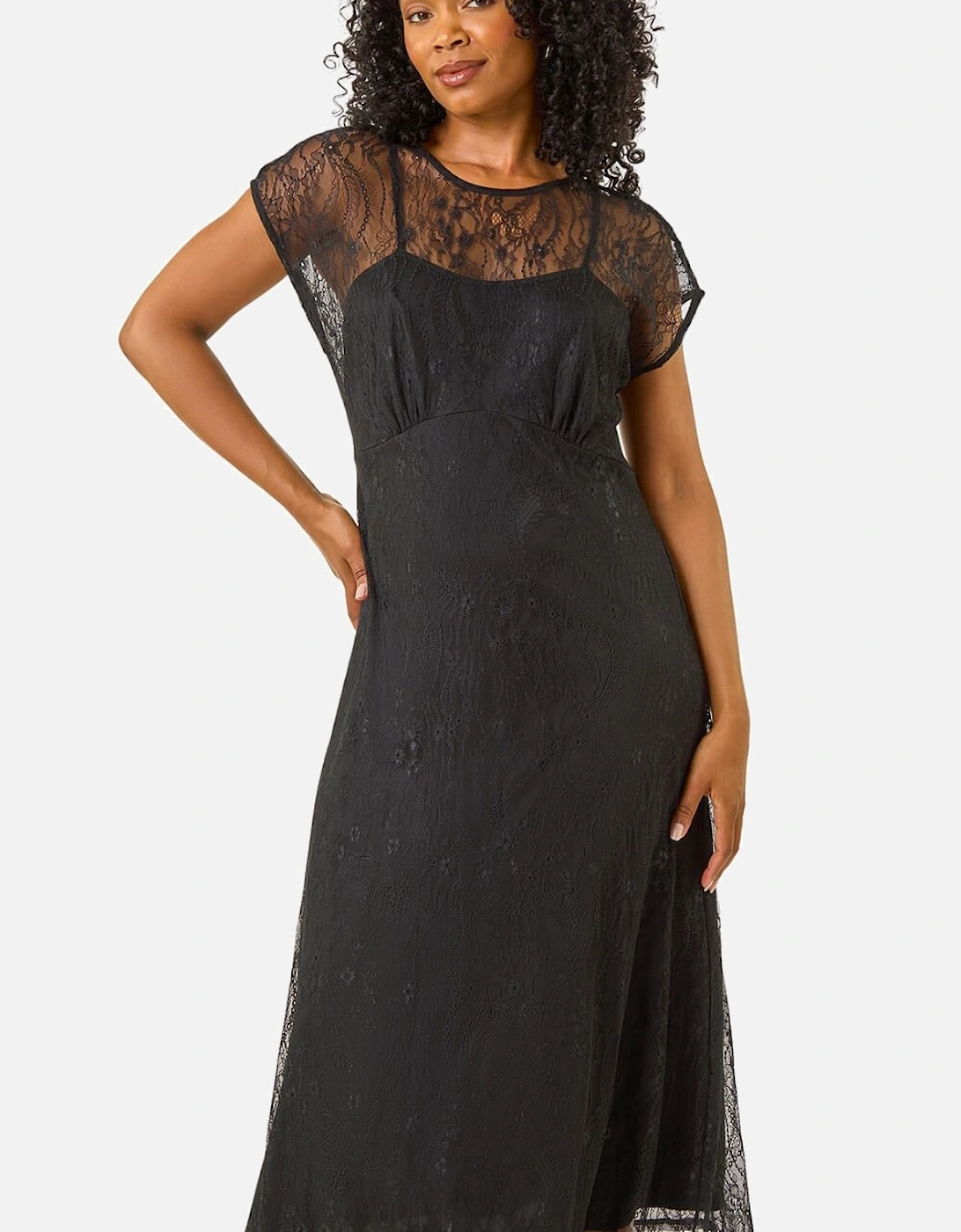 Petite Lace Stretch Midi Dress, 2 of 1