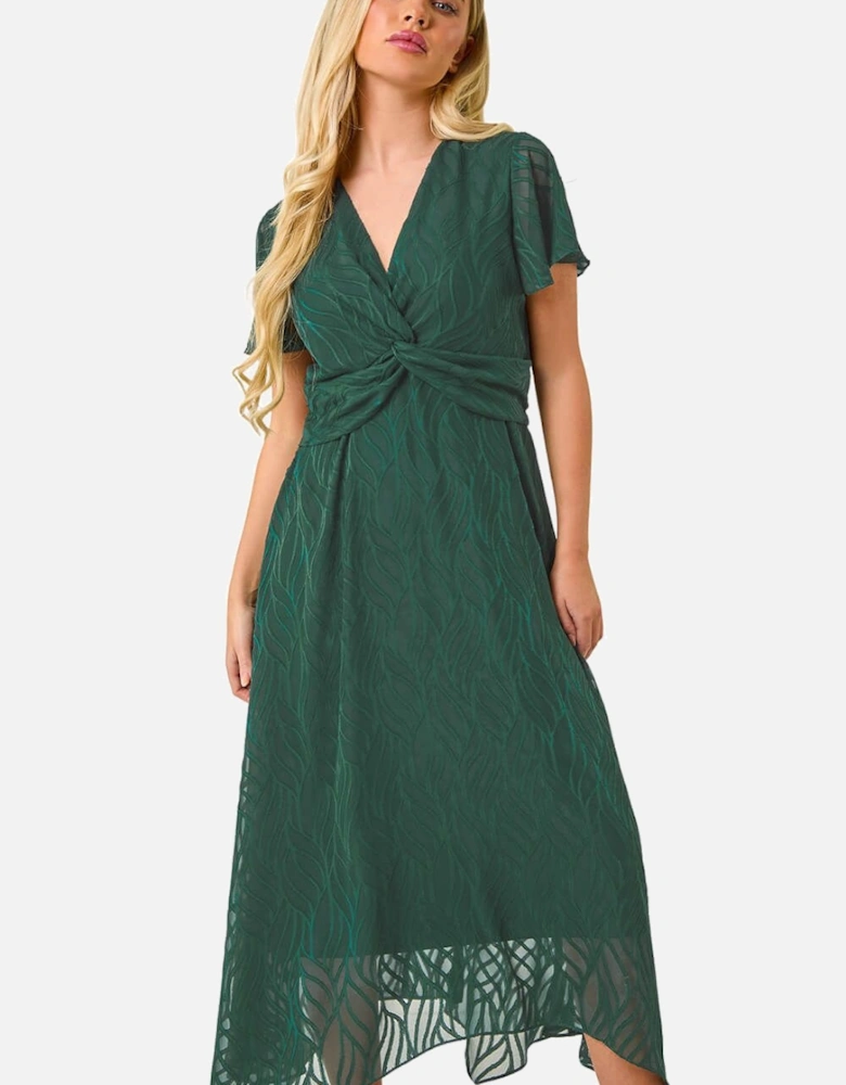 Petite Front Twist Jacquard Dress