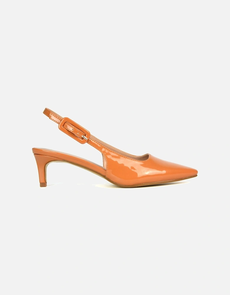 'Kelly' Low Kitten Heel Slingback Pointed Toe Court Shoes