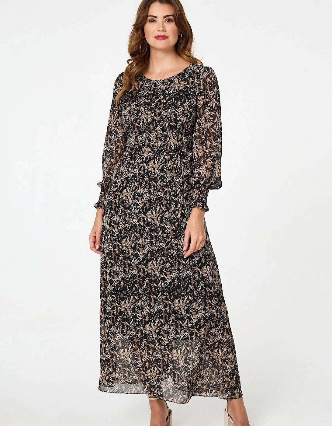Printed Long Sleeve Layered Maxi Dress, 2 of 1