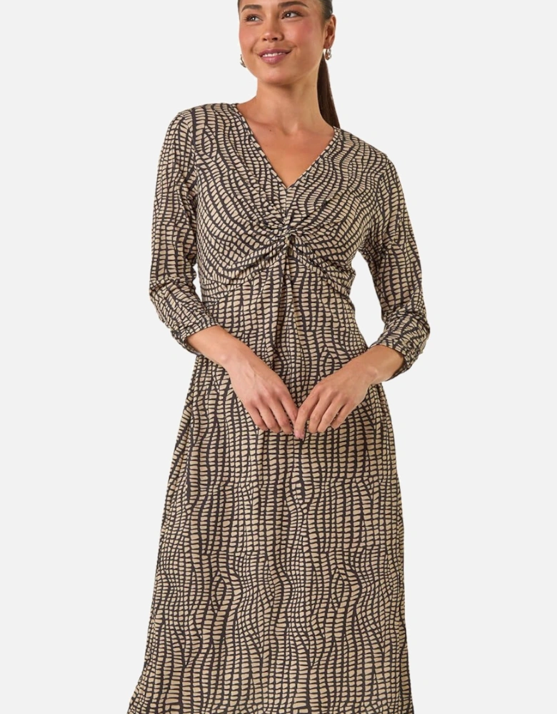 Petite Abstract Twist Front Dress