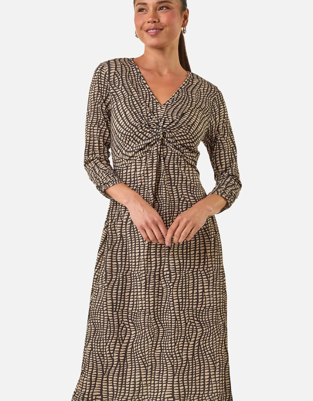 Petite Abstract Twist Front Dress, 2 of 1