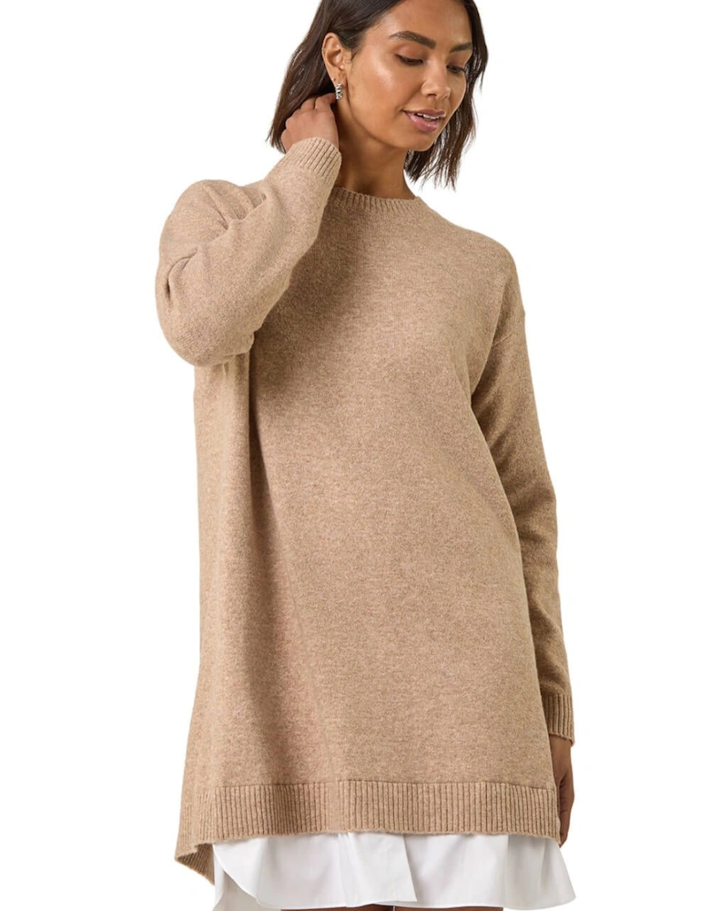 Mock Shirt Knitted Dress