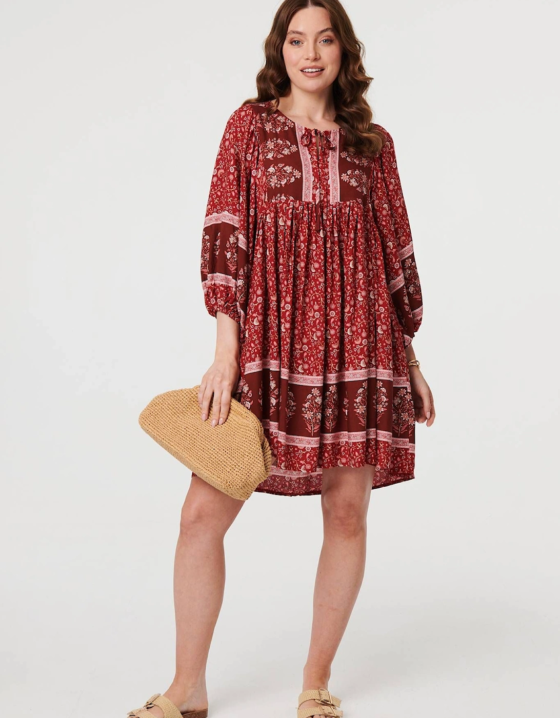 Ditsy Floral 3/4 Sleeve Short Dress, 2 of 1